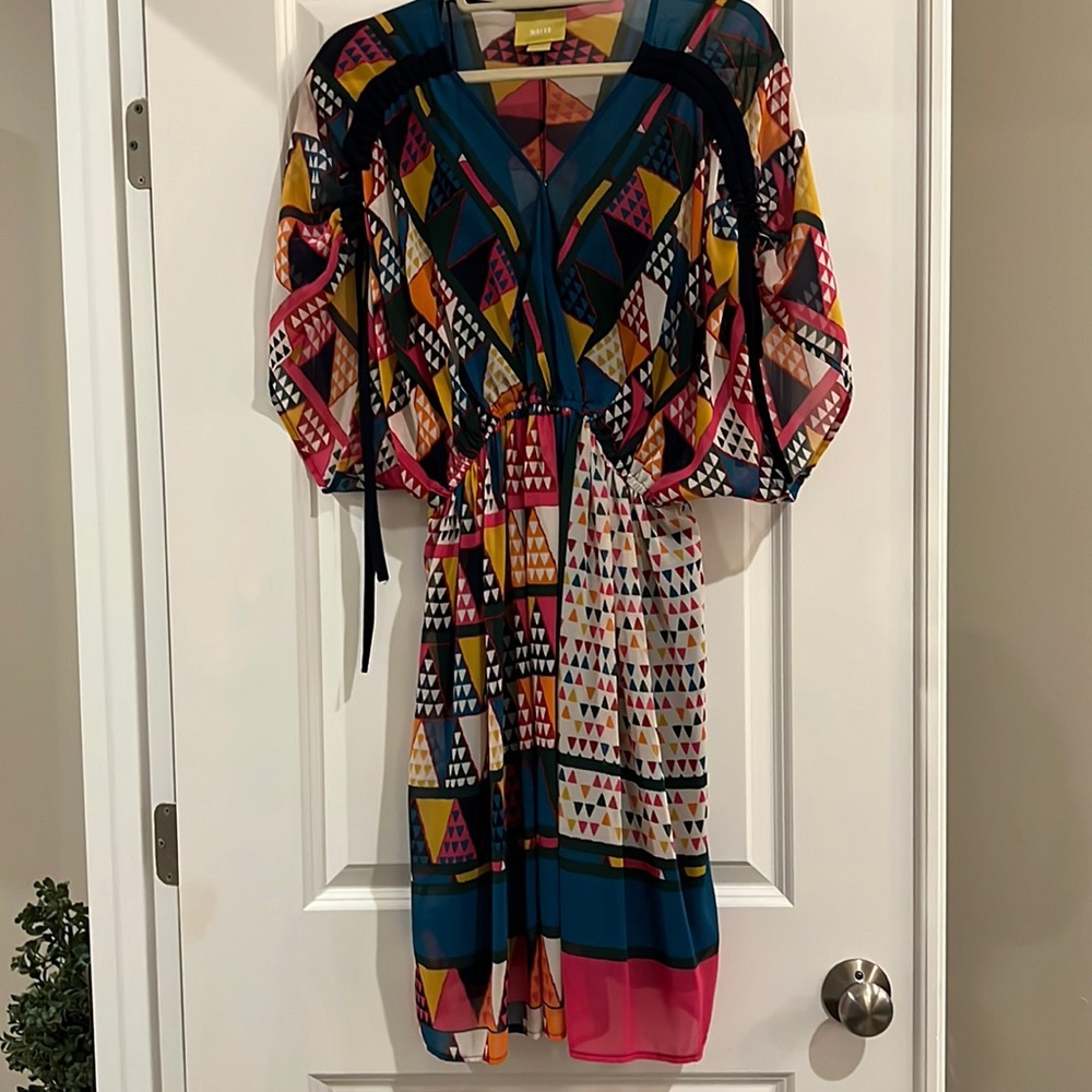 Maeve vibrant print lined dress.